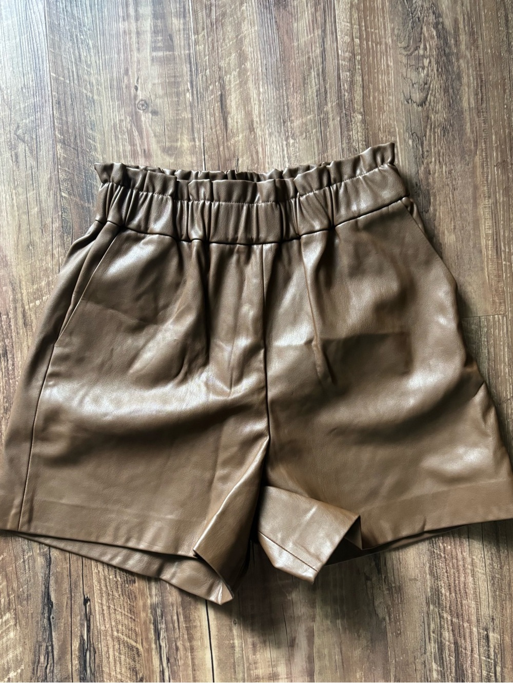 Brown Faux Leather Shorts